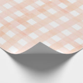 Peach Gingham Wedding Bridal Baby Shower Geschenkpapier (Ecke)