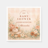 Peach Gingham Western Floral Baby Shower Serviette (Vorderseite)