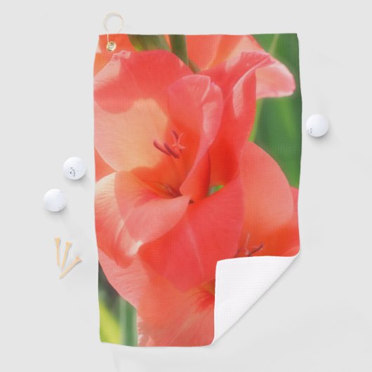 Peach Gladiolas Blume Golfhandtuch (Insitu)