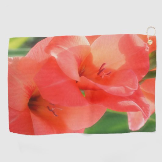 Peach Gladiolas Blume Golfhandtuch (Horizontal)