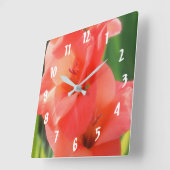 Peach Gladiolas Blume Up Nah Quadratische Wanduhr (Winkel)