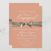 Peach & Glamour Sparkle Bow Party Einladung (Vorne/Hinten)