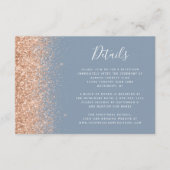 Peach Glitzer Dusty Blue Wedding Details Begleitkarte (Vorderseite)