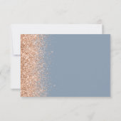 Peach Glitzer Dusty Blue Wedding RSVP Karte (Rückseite)