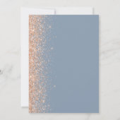 Peach Glitzer Edge Dusty Blue Save the Date Ankündigung (Rückseite)