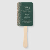 Peach Glitzer Edge Emerald Green Wedding Program Fächer (Vorderseite)