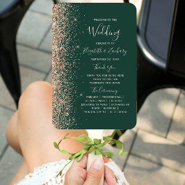 Peach Glitzer Edge Emerald Green Wedding Program Fächer