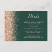 Peach Glitzer Emerald Green Wedding Details Begleitkarte (Vorderseite)