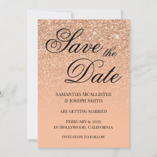 Peach Glitzer Gradient Save The Date