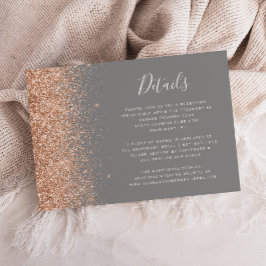 Peach Glitzer Gray Wedding Details Begleitkarte
