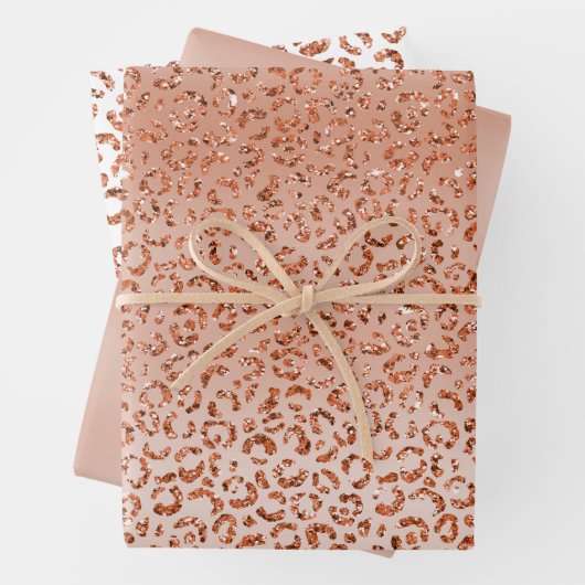 Peach Glitzer Leopard Animal Geschenkpapier Set (Beispiel)