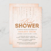 Peach Glitzer Look Brautparty - 4,5" x 6,25" Einladung (Vorne/Hinten)