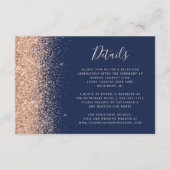 Peach Glitzer Navy Blue Wedding Details Begleitkarte (Vorderseite)