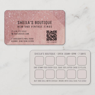 Peach Glitzer QR Code und Bonuskarte Visitenkarte