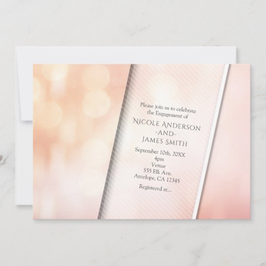 Peach Glow Elegante Bokeh Lights Engagement Party Einladung (Vorderseite)