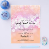 Peach Glow Sparkle Lights Glam Party Event Flyer (Einzeln)