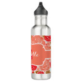 Peach & Gold Aquarellfarben Rose Blumenmonogramm Trinkflasche (Rechts)