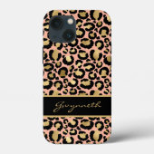 Peach Gold Black Leopard Print mit Ihrem Namen Case-Mate iPhone Hülle (Rückseite)