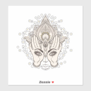 Peach & Gold Boho Lotus Blume Schönheit Aufkleber