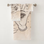 Peach & Gold Boho Lotus Blume Schönheit Badhandtuch Set (Insitu)