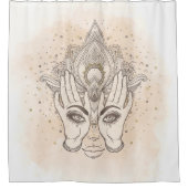 Peach & Gold Boho Lotus Blume Schönheit Duschvorhang (Vorderseite)