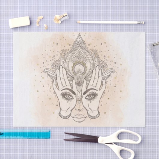 Peach & Gold Boho Lotus Blume Schönheit Seidenpapier (Handwerk)