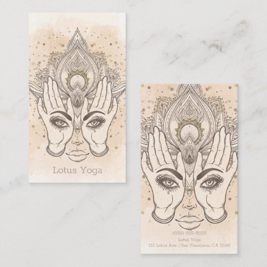 Peach & Gold Boho Lotus Blume Schönheit Visitenkarte (Vorne/Hinten)