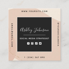 Peach Gold Boho Social Media QR Code Neutrale Crea Quadratische Visitenkarte
