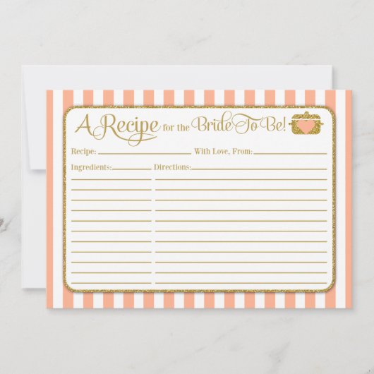 Peach Gold Brautparty Rezept Card (Vorderseite)