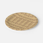 Peach & Gold Chevron Stripes Pappteller (Schrägansicht)