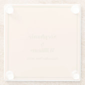 Peach Gold Elegante einfache Bezeichnung Hochzeits Glasuntersetzer (Rückseite)