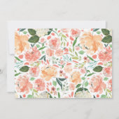 Peach gold floral Aquarellfarben Taufe Mädchen Fot Einladung (Rückseite)