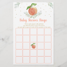 Peach Gold Floral Baby Dusche Bingo Spiel