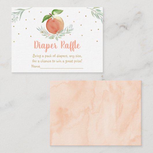 Peach Gold Floral Baby Dusche Windelwanne Begleitkarte (Vorne/Hinten)