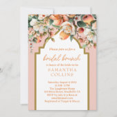 Peach Gold Floral Bridal Brunch Einladung (Vorderseite)