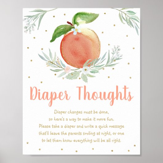 Peach Gold Floral Diaper Gedanken Spiel Poster (Vorne)