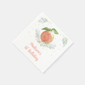 Peach Gold Floral Geburtstag Serviette (Ecke)