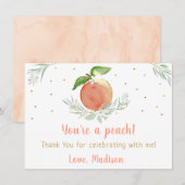 Peach Gold Floral Geburtstag Vielen Dank Dankeskarte (Vorne/Hinten)