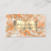 Peach Gold Fluid Marble Visitenkarte (Vorderseite)