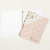 Peach Gold Geometric Trendy Monogram Planer (Anzeige)