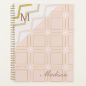 Peach Gold Geometric Trendy Monogram Planer (Vorderseite)
