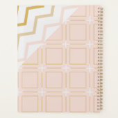 Peach Gold Geometric Trendy Monogram Planer (Rückseite)