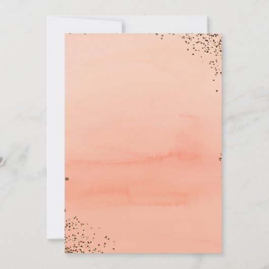 Peach & Gold Glitzer Blumenladen Modernes Brautpar Einladung (Rückseite)