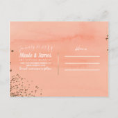Peach & Gold Glitzer Blumenmodern Save the Date Ankündigungspostkarte (Rückseite)