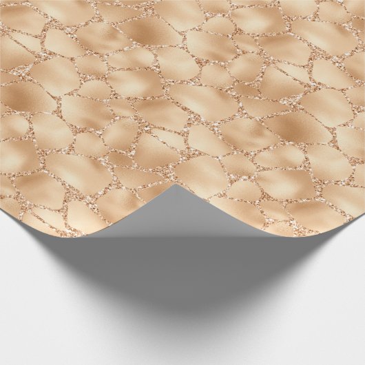 Peach Gold Glitzer Glam Sparkle Giraffe Drucken Geschenkpapier (Ecke)