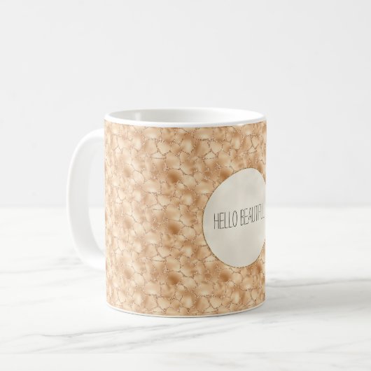 Peach Gold Glitzer Glam Sparkle Giraffe Drucken Kaffeetasse (Vorderseite Links)