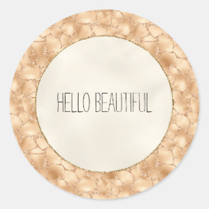 Peach Gold Glitzer Glam Sparkle Giraffe Drucken Runder Aufkleber