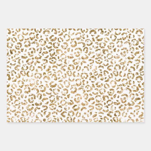 Peach Gold Glitzer Leopard Print Geschenkpapier Set (Vorderseite 3)