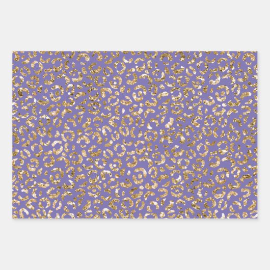 Peach Gold Glitzer Leopard Print Geschenkpapier Set (Vorderseite 2)