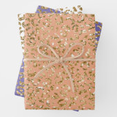 Peach Gold Glitzer Leopard Print Geschenkpapier Set (Beispiel)